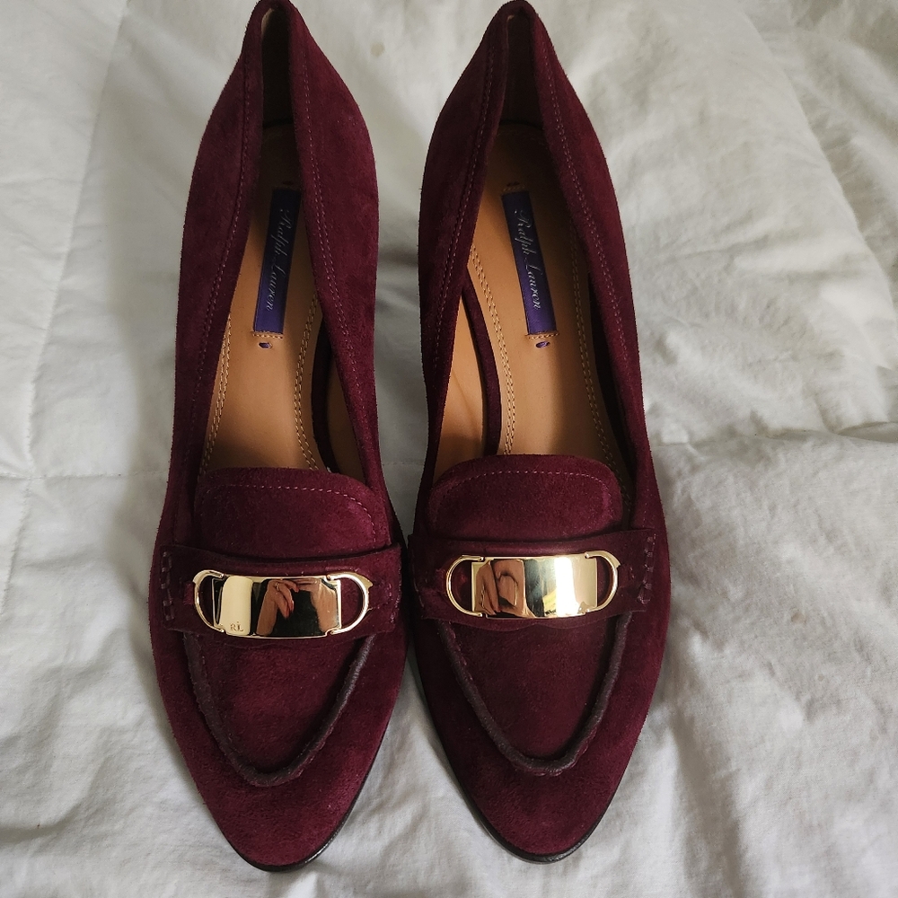 Ralph Lauren Purple Label Eline Calf-Suede Loafer Shoes Italy Sz 38 1/2 - US8 - Picture 1 of 12